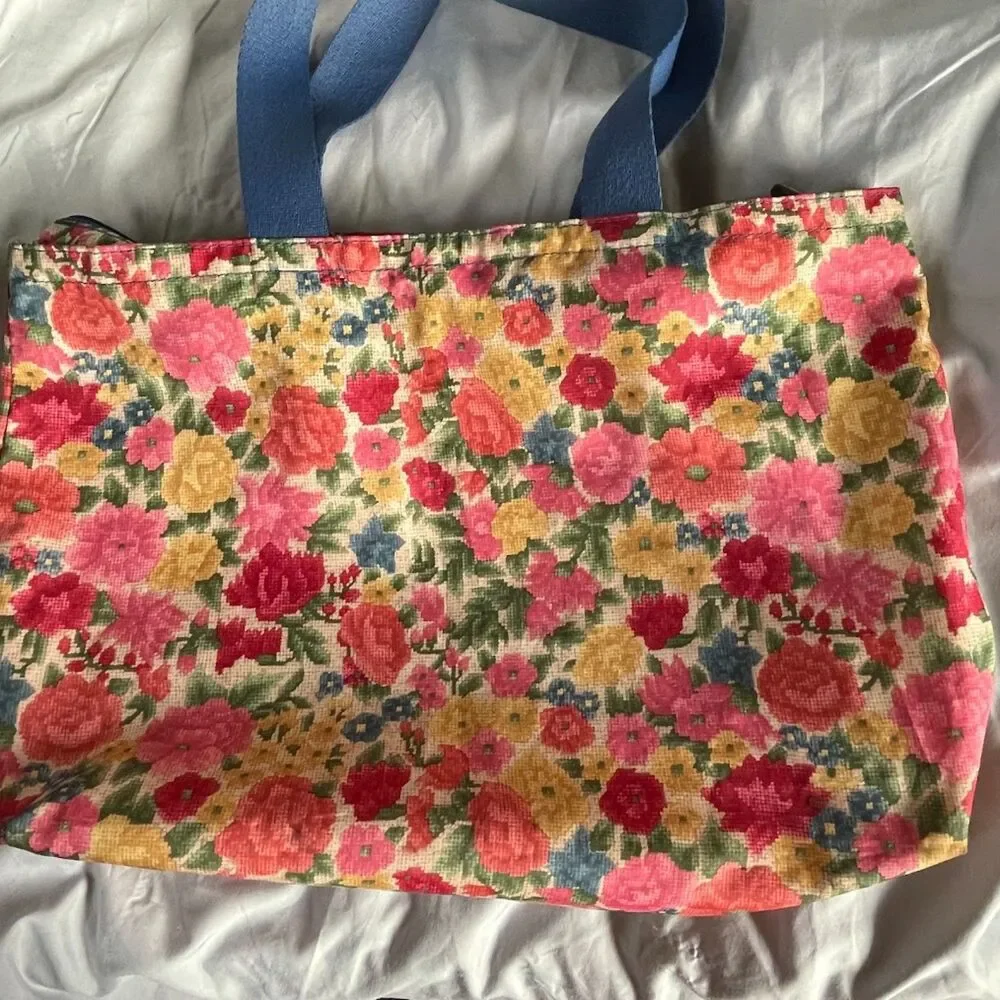 Vintage LeSPORTSAC Tapestry Floral Print Zip Shoulder TOTE Bag Usa Made